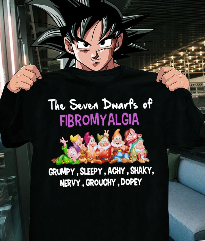 The Seven Dwarfs Of Fibromyalgia Grumpy Sleepy Achy Shaky Nervy Grouchy Dopey t-shirt