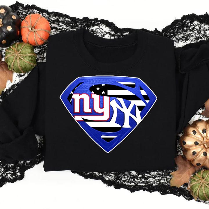 new york giants and new york yankees inside me superman logo sweatshirt - New York Giants And New York Yankees Inside Me Superman Logo t-shirt