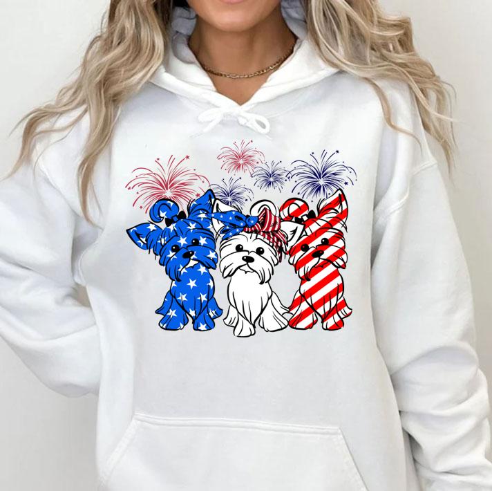 fireworks yorkshire terrier red white and blue american flag hoodie - Fireworks Yorkshire Terrier red white and blue American flag t-shirt