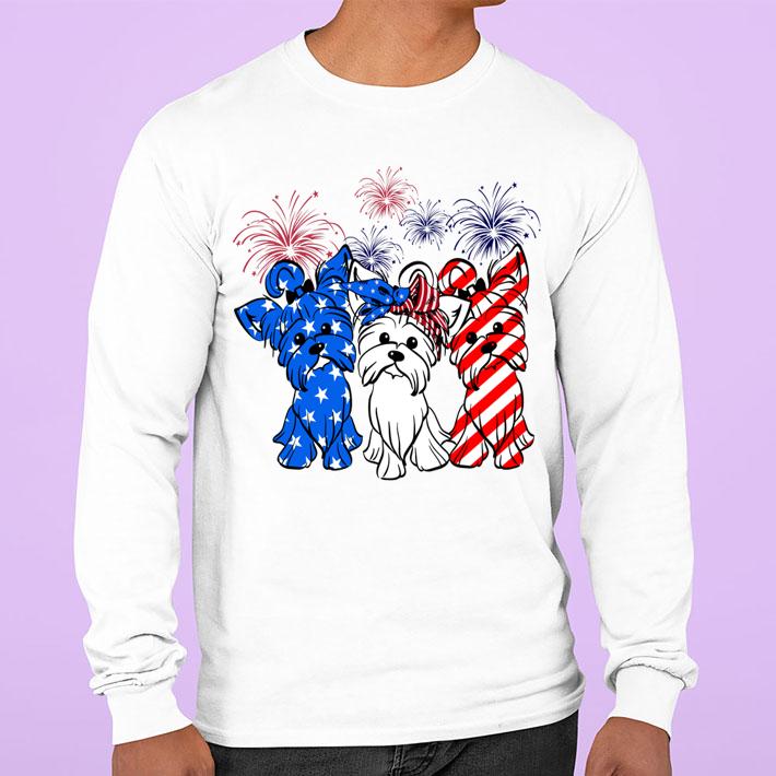 fireworks yorkshire terrier red white and blue american flag sweatshirt - Fireworks Yorkshire Terrier red white and blue American flag t-shirt