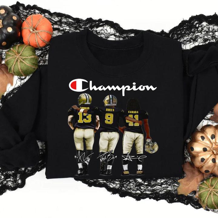new orleans saints champion thomas brees kamara signatures sweatshirt - New Orleans Saints Champion Thomas Brees Kamara signatures t-shirt