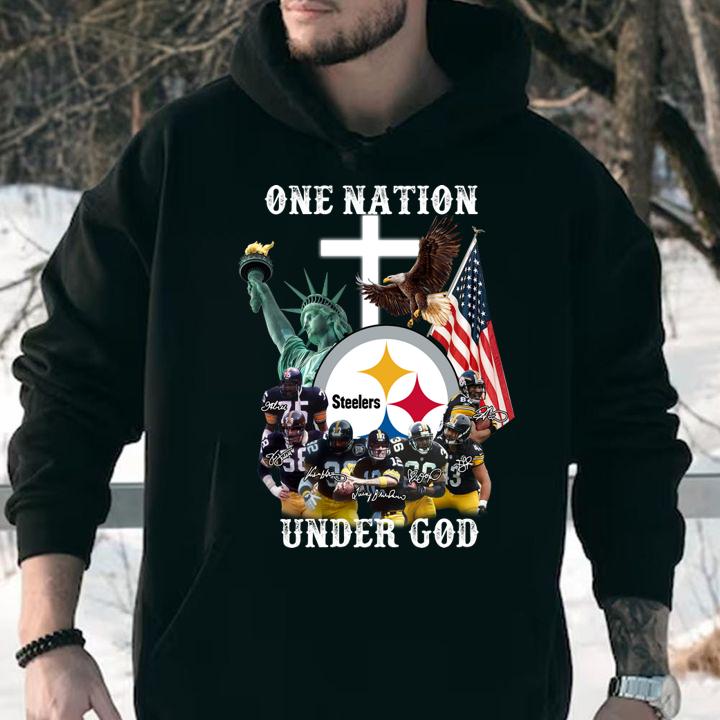 pittsburgh steelers one nation under god signatures hoodie - Pittsburgh Steelers One Nation Under God Signatures t-shirt