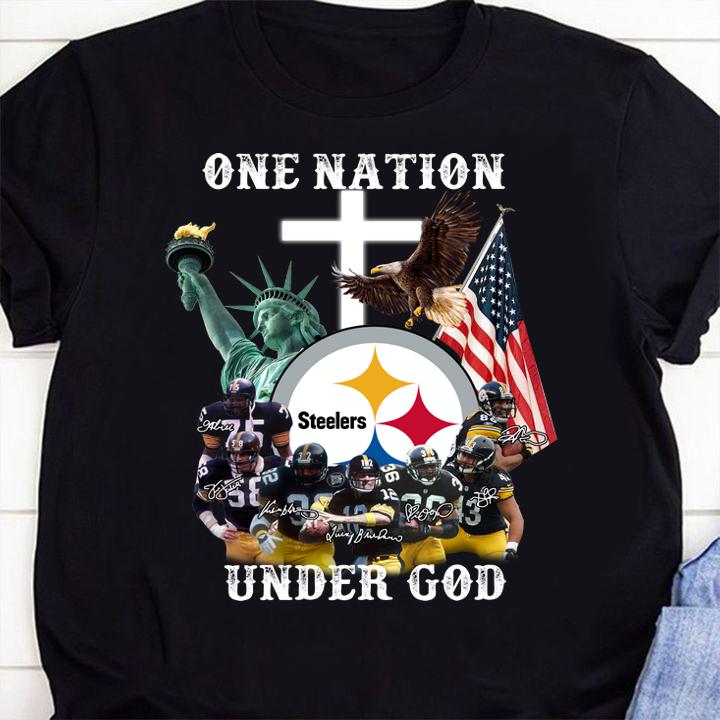 pittsburgh steelers one nation under god signatures shirt - Pittsburgh Steelers One Nation Under God Signatures t-shirt