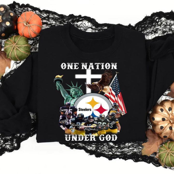 pittsburgh steelers one nation under god signatures sweatshirt - Pittsburgh Steelers One Nation Under God Signatures t-shirt