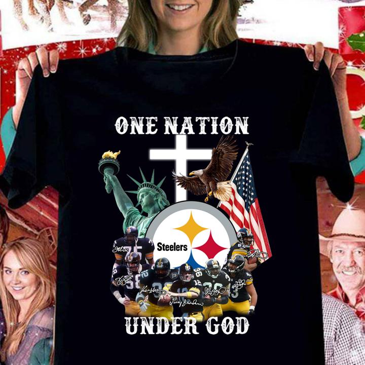 pittsburgh steelers one nation under god signatures women shirt - Pittsburgh Steelers One Nation Under God Signatures t-shirt