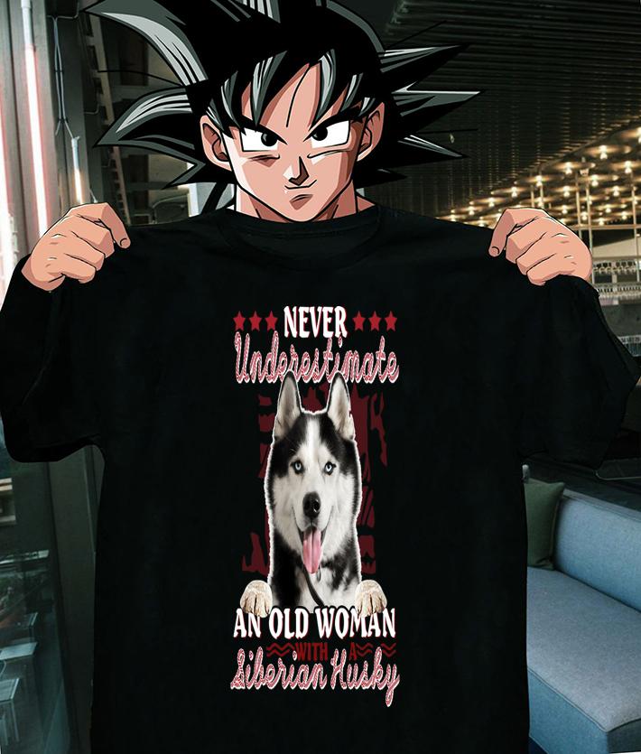 Never Underestimate An Old Woman Siberian Husky t-shirt