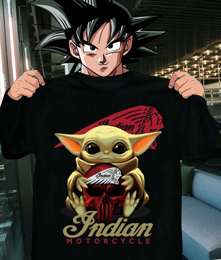 Awesome Baby Yoda Hug Indian Motorcycle t-shirt