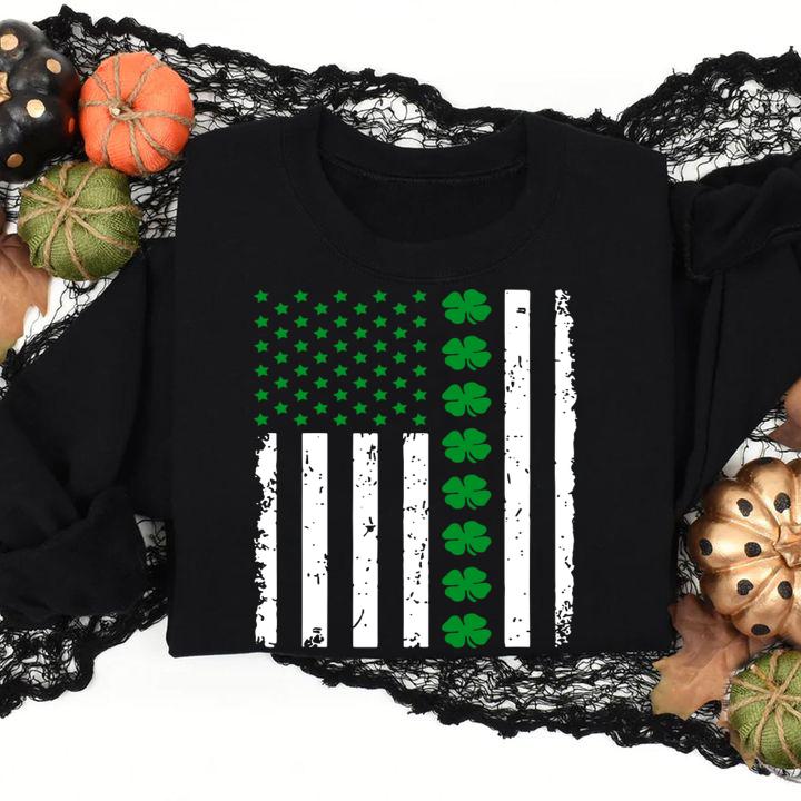 St. Patrick's Day Irish American Flag Shamrock t-shirt