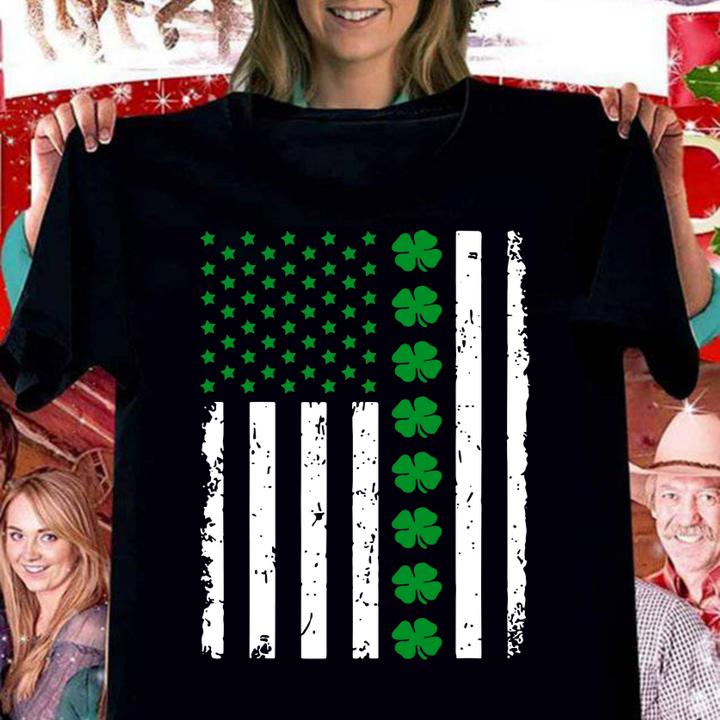 St. Patrick's Day Irish American Flag Shamrock t-shirt