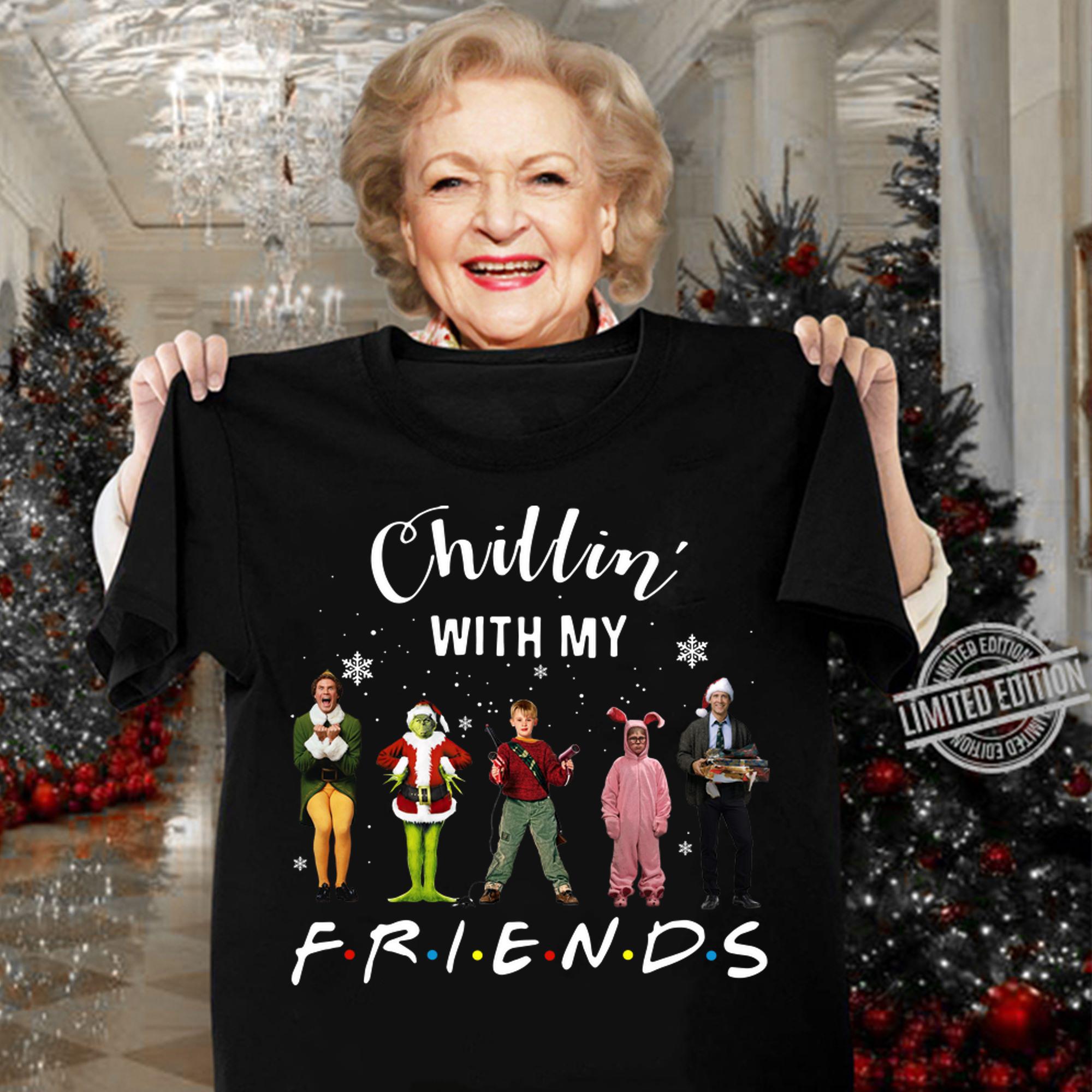 Chillin' with my Friends Grinch Elf Home Alone Characters t-shirt woman shirt