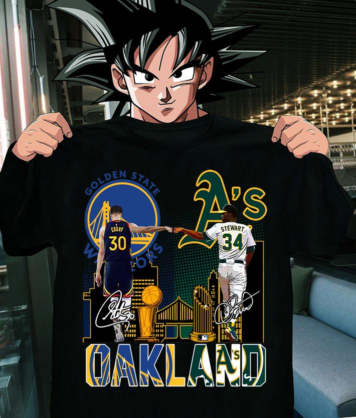 Oakland sports team Golden State Warriors and Oakland Athletics signatures-Recovered t-shirt