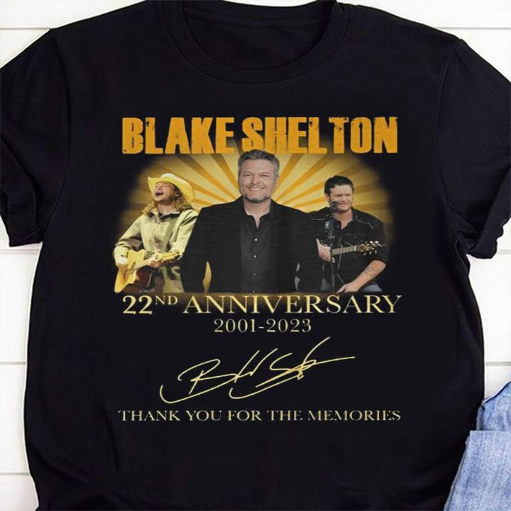 Blake Shelton 22nd Anniversary 2001-2023 Thank You For The Memories t-shirt 84 Clothing