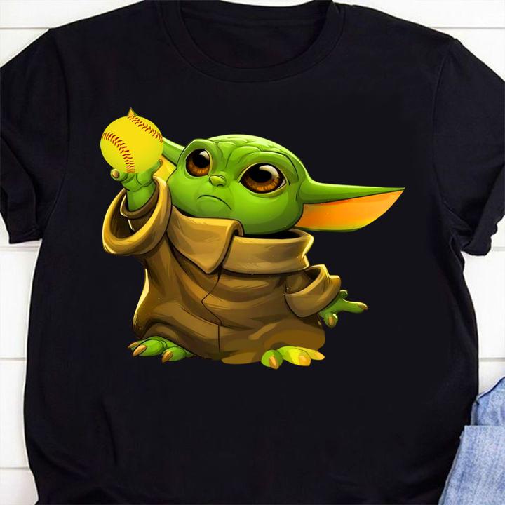 Baby Yoda Holding Softball Star Wars t-shirt 68 Clothing