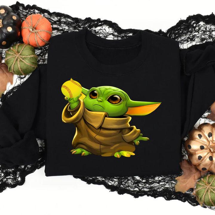 Baby Yoda Holding Softball Star Wars t-shirt