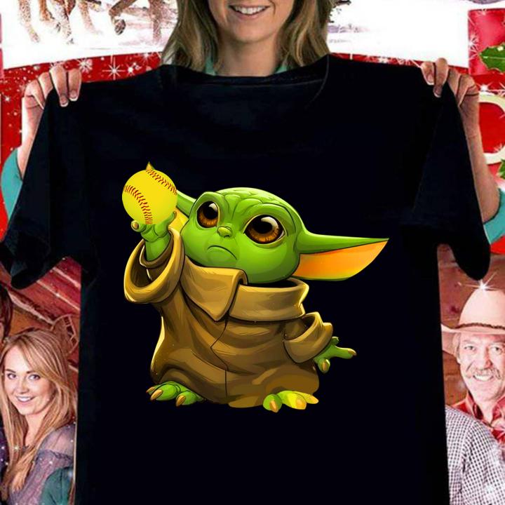 Baby Yoda Holding Softball Star Wars t-shirt