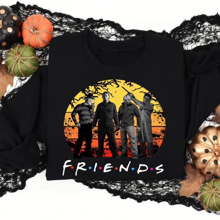 Halloween Friends Horror Movies Characters Vintage t-shirt