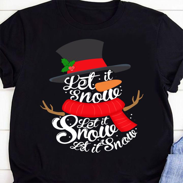 Snowman Let it Snow Cute Christmas Winter Holiday Xmas Gift t-shirt 59 Clothing