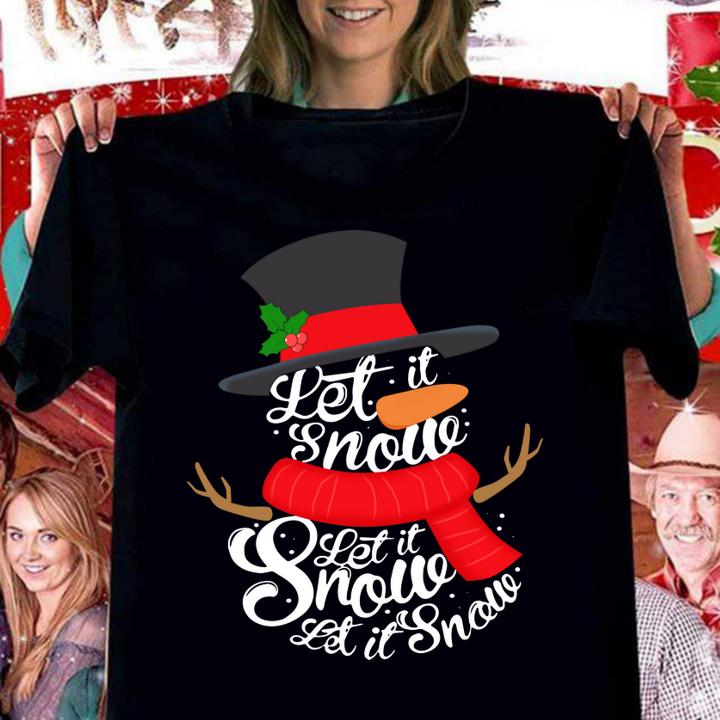 Snowman Let it Snow Cute Christmas Winter Holiday Xmas Gift t-shirt