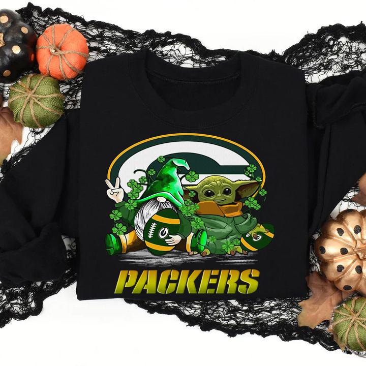 Gome and Baby Yoda Green Bay Packers St. Patrick's day t-shirt