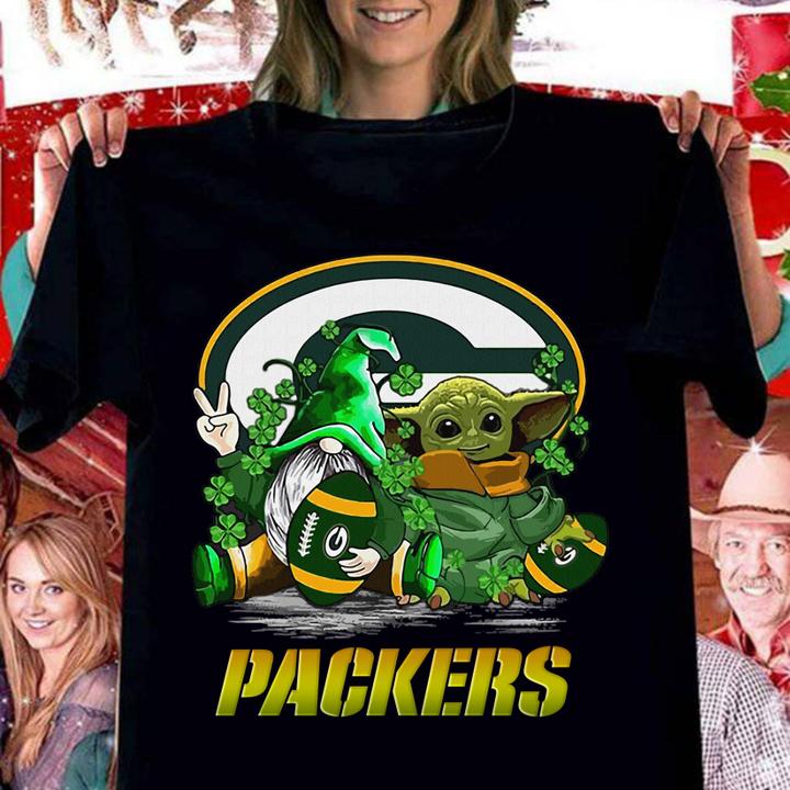 Gome and Baby Yoda Green Bay Packers St. Patrick's day t-shirt