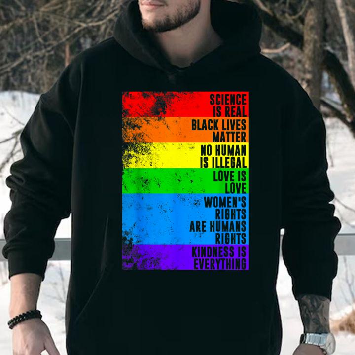 Awesome Distressed Science Is Real Black Lives Matter Pride t-shirt