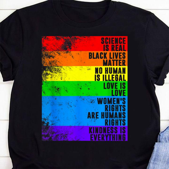 Awesome Distressed Science Is Real Black Lives Matter Pride t-shirt 33 Clothing