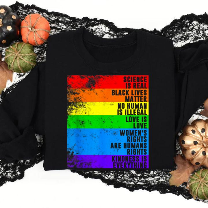 Awesome Distressed Science Is Real Black Lives Matter Pride t-shirt