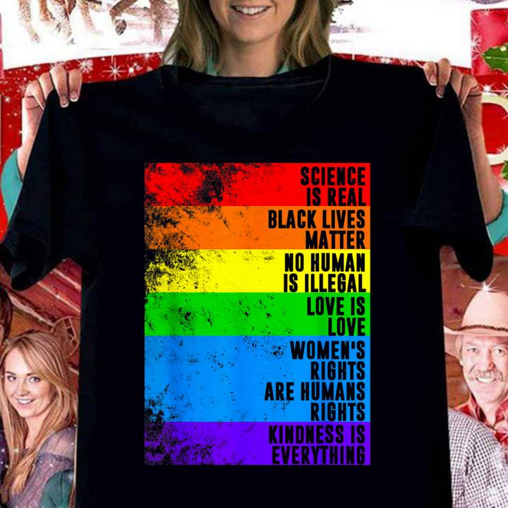 Awesome Distressed Science Is Real Black Lives Matter Pride t-shirt