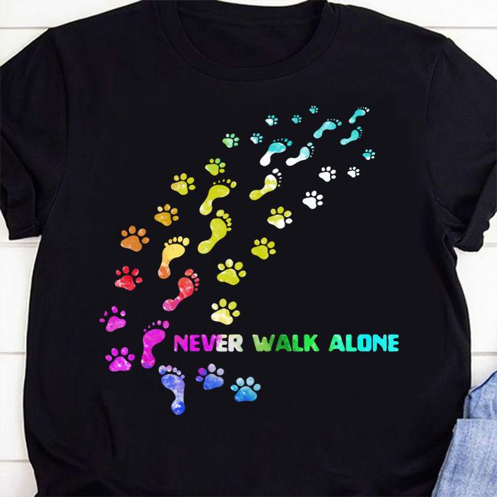 Funny Foot And Paw Dogs Never Walk Alone t-shirt 1 Clothing, Starwars News