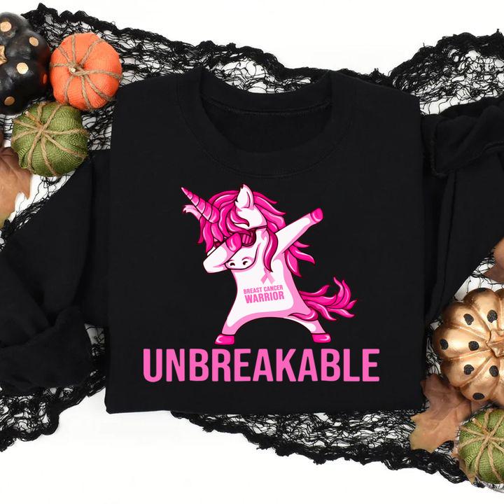 Unicorn Dabbing Breast Cancer Warrior t-shirt