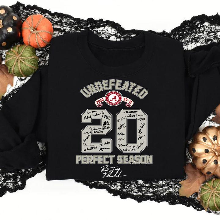Alabama Crimson Tide Undefeated 2020 Perfect Season Signatures t-shirt