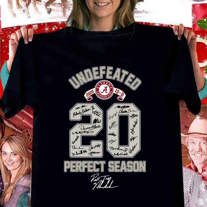 Alabama Crimson Tide Undefeated 2020 Perfect Season Signatures t-shirt