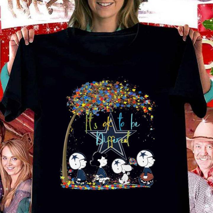 Dallas Cowboys Peanuts Snoopy Autism Awareness its ok to be different t-shirt