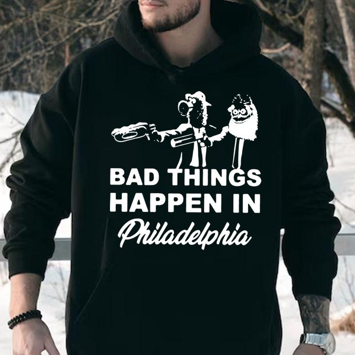 Gritty and Phanatic bad things happen in Philadelphia t-shirt