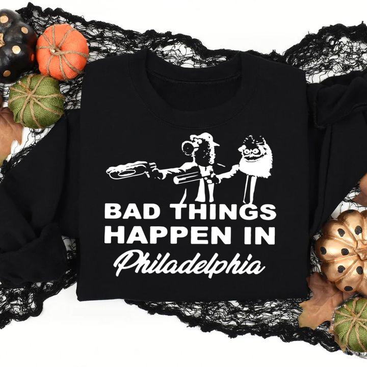 Gritty and Phanatic bad things happen in Philadelphia t-shirt
