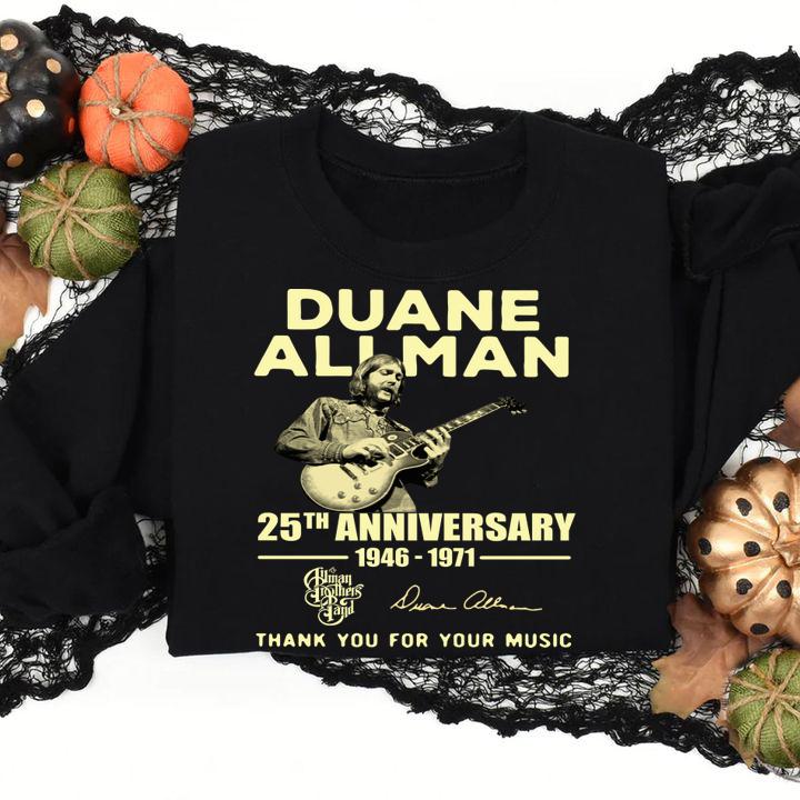 Duane Allman 25th Anniversary 1946 1971 Allman Brothers Band Signatures t-shirt