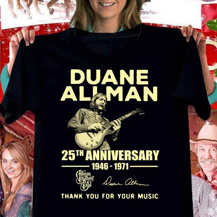 Duane Allman 25th Anniversary 1946 1971 Allman Brothers Band Signatures t-shirt