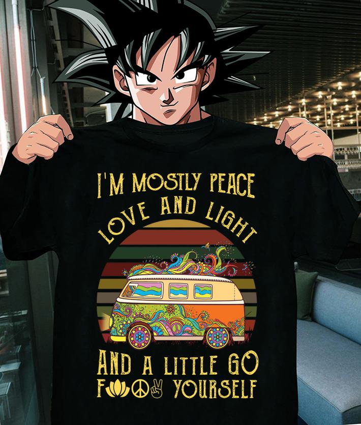 Hippie bus I'm mostly peace love and light and a little go fuck yourself t-shirt