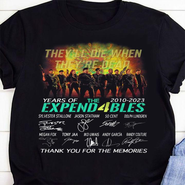 The Expendables 2010-2023 They'll Die When They're Dear Signatures t-shirt 9
