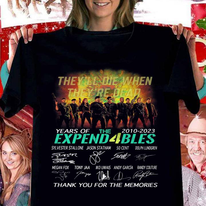 The Expendables 2010-2023 They'll Die When They're Dear Signatures t-shirt