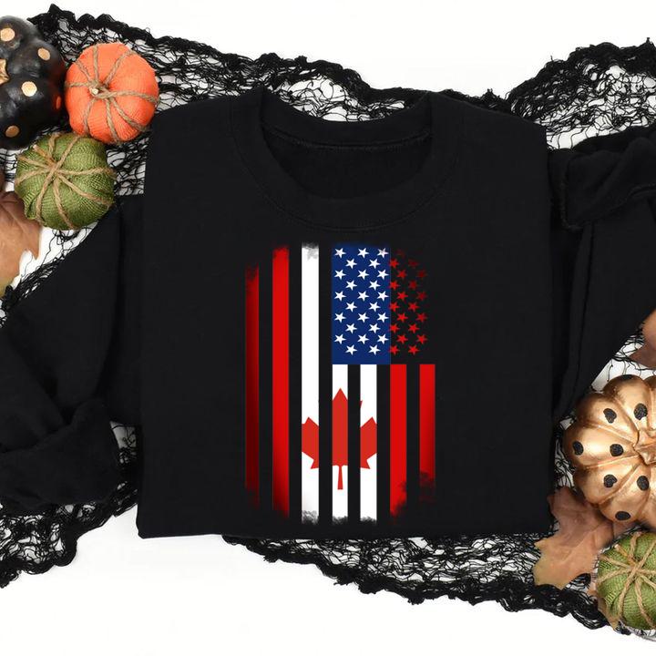 American Canadian Canada USA Flag Happy National Day t-shirt
