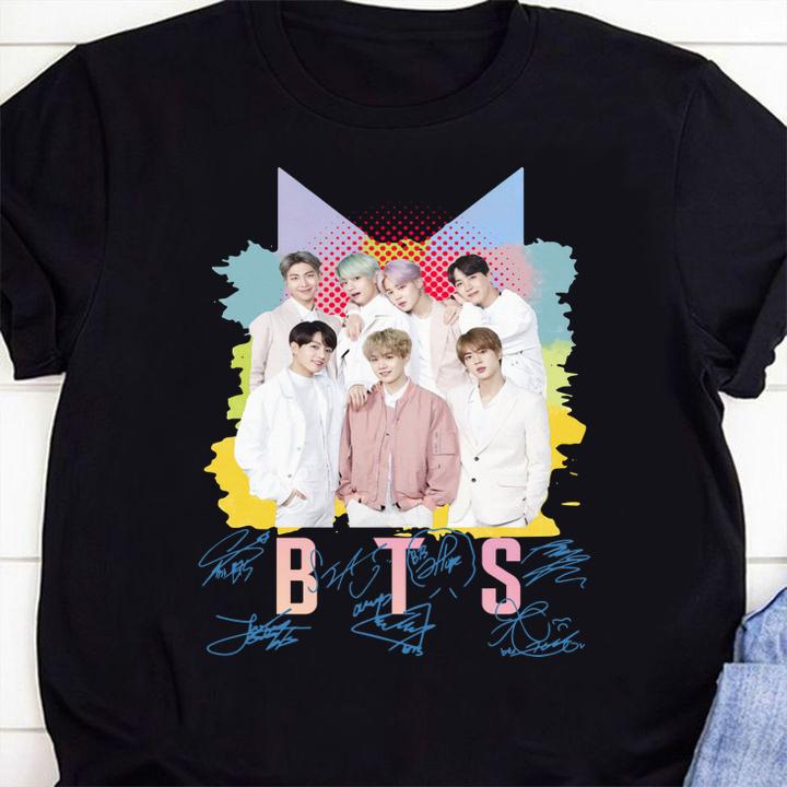 BTS Korean Kpop Idols Dynamite Signatures t-shirt 7