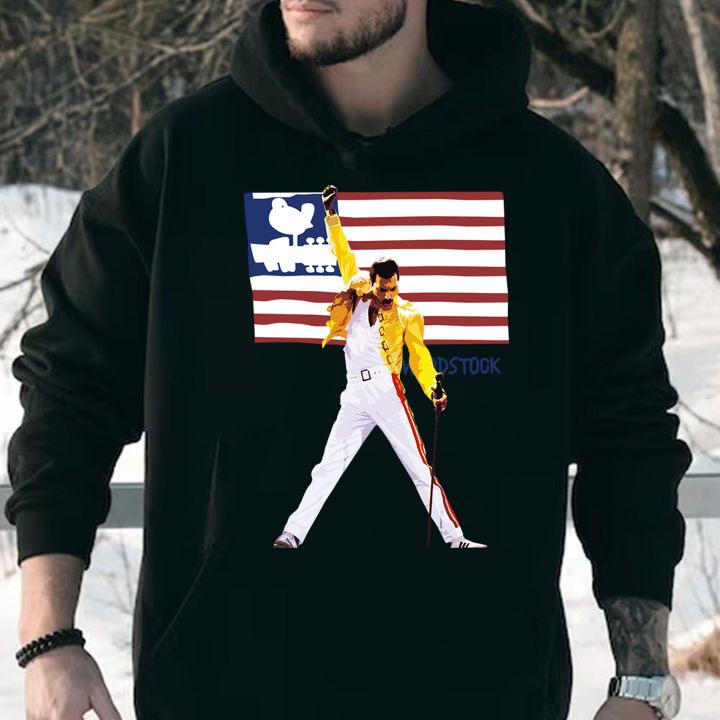 Freddie Mercury American flag Woodstock t-shirt