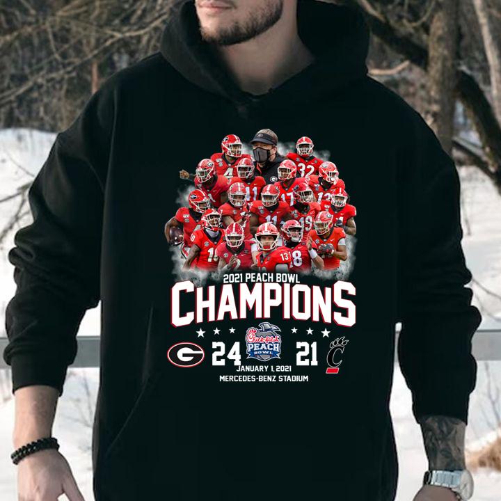 2021 Peach Bowl Champions Georgia Bulldogs 24-21 Cincinnati Bearcats t-shirt