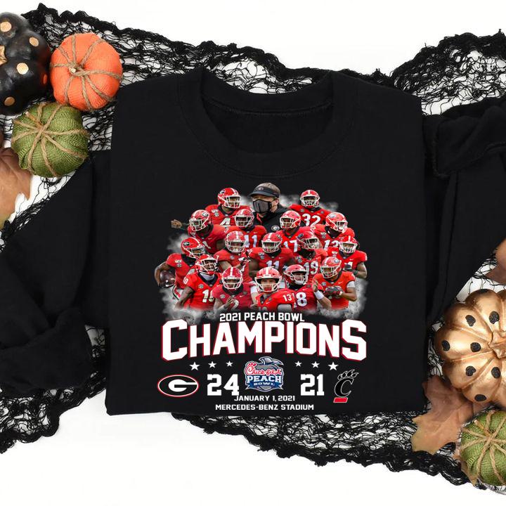 2021 Peach Bowl Champions Georgia Bulldogs 24-21 Cincinnati Bearcats t-shirt
