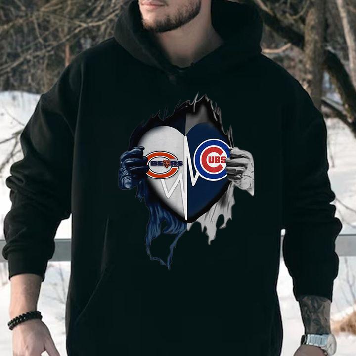 Love Chicago Bears and Chicago Cubs inside me t-shirt