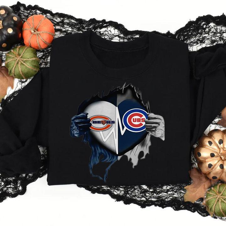 Love Chicago Bears and Chicago Cubs inside me t-shirt
