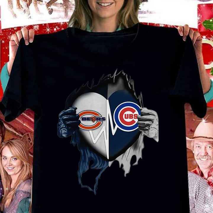 Love Chicago Bears and Chicago Cubs inside me t-shirt