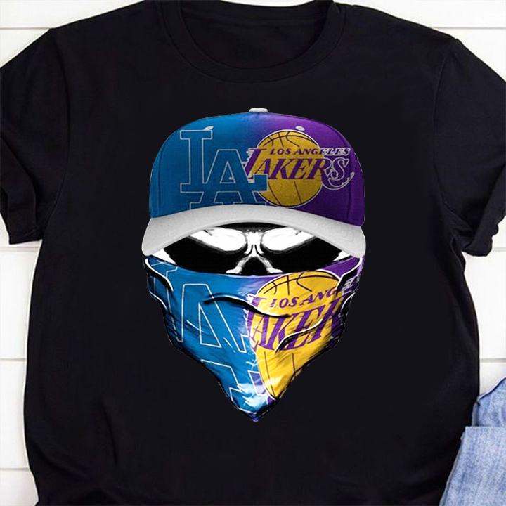 Skull Mask Los Angeles Dodgers And Los Angeles Lakers t-shirt 1