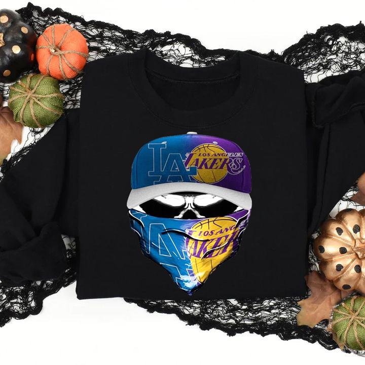 Skull Mask Los Angeles Dodgers And Los Angeles Lakers t-shirt